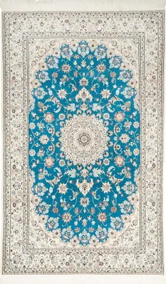 Imagen del producto de Alfombra persa Nain tejida a mano por Unyqoos®, 6 la, de Habibian – Lana y seda, 140 x 220 cm
