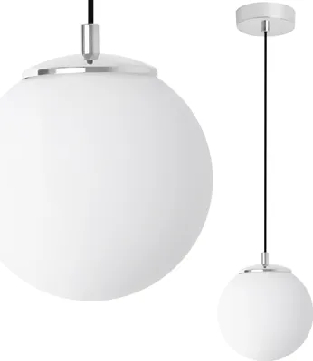 Obrázek produktu pro Závěsné svítidlo Florence, chrom – 1 žárovka s bílým stínidlem E14, černý kabel