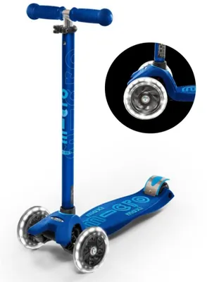 Produktbild von Micro Kinderroller Maxi Deluxe LED marineblau - höhenverstellbarer Lenker - LED Räder