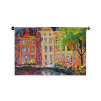 Obrázek produktu pro MuchoWow® Tapiserie závěsná Olejomalba závěsná - Amsterdam - Umění - barevné 120x80 Tapiserie Dekorace závěsná šála