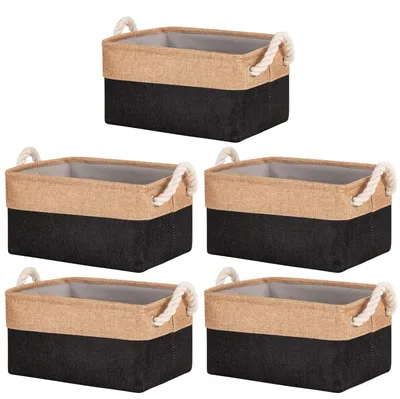 Productafbeelding van Set van 5 opbergmanden met handgrepen - 30x20x15 cm