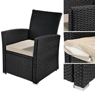 Immagine prodotto di Poltrona da giardino Poltrona in rattan Sedia in polyrattan Nero & ver. Set Balcone 1 pz.