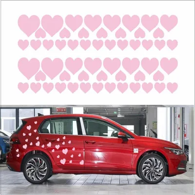 Immagine prodotto di Set di adesivi per auto, rosa, 56 pezzi, impermeabili, in vinile, universali