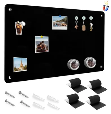 Productafbeelding van Zwart magneetbord voor aan de muur 43 x 30 cm, magnetisch prikbord