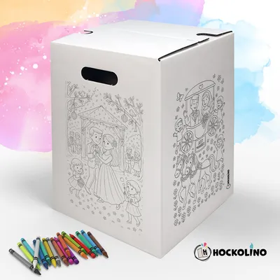 Produktbild von Hockolino | Ausmalhocker Hochzeit | Kinder-DIY Sitzhocker | Papphocker zum Bemalen | 30×30×42 cm | ohne Klebeband | bis 150 kg belastbar