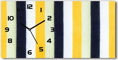 Produktbild von Wanduhr aus Glas – 60x30 cm - Glasbild - Glasuhr - Gehärtetes Glas - schwarze-zeiger - gestreiften Hintergrund