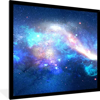 Produktbild von MuchoWow® Gerahmtes Poster Blau - Sterne - Weltraum 40x40 cm - Poster mit Schwarzem Bilderrahmen Wandposter Rahmen Foto Bilder - Mit Rahmen - Wanddekoration Schlafzimmer