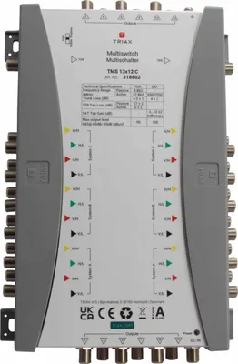Produktbild von TRIAX Kaskaden-Multischalter, 13 Eingänge, 12 Ausgänge, ohne Netzteil, 1 Stk.