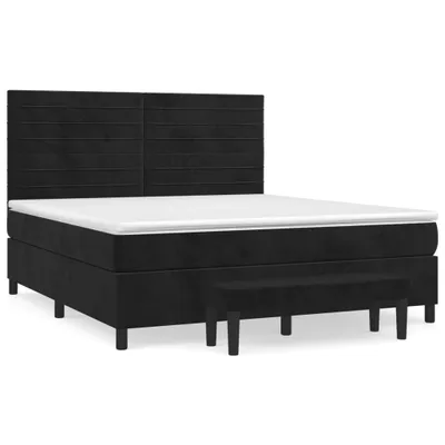 Produktbild von vidaXL Boxspringbett mit Matratze Schwarz 160x200 cm Samt