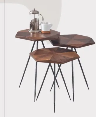 Produktbild von Holzcouchtische Designer 3-er Sofatisch-Set Wohnzimmer Beistelltische