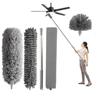 Image de Plumeau télescopique microfibre époussette - 87 à 280 cm - Lot de 5 - Lavable