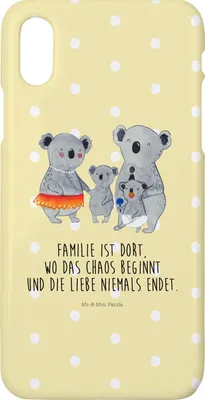 Produktbild von Mr. & Mrs. Panda Iphone 10 Handyhülle Koala Familie - Gelb Pastell - Geschenk, X, Handy, Kinder, Koalas, Muttertag, Mama, Hülle, Family, Case