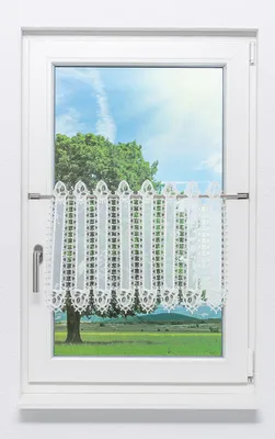Produktbild von Scheibengardine Plauener Spitze - Rosenblätter  (Bx H) 97,2cm * 43cm perlweiß/Weiß