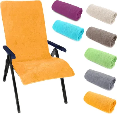Produktbild von heimtexland ® Hochlehner Stuhlauflage Frottier Gartenstuhl Schonbezug Fitnessstudio Hygiene Handtuch Frottee Bezug 60 x 130 cm Typ772 Orange