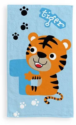 Image de Serviette, serviette pour enfant, 100 % coton, 30x50 cm, motif : 11 tigres