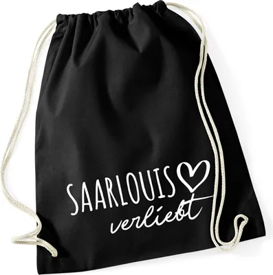Produktbild von Huuraa Turnbeutel Saarlouis verliebt 12 Liter Black Baumwolle Rucksack Geschenkidee