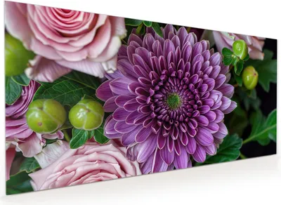 Produktbild von Küchenrückwand Spritzschutz Glas mit Motiv Blumenarrangement 40 x 40 cm