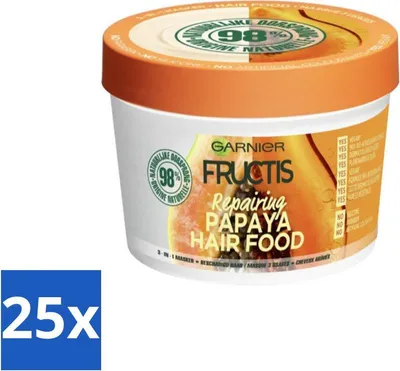 Produktbild von Garnier - Fructis Hair Food Papaya - 3-in-1 Haarmaske - Strapaziertes Haar - 400 ml - Vorteilspack - 25 Stücke