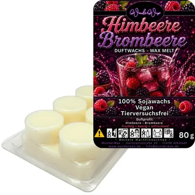 Produktbild von WonderWax Duftwachs Wax Melts für Duftlampe, 6 Kreise Duftmelt Wachsmelt Sojawachs Duftwachs Würfel für Raumdüfte, Wachs Duftöl Winter Indoor Schmelzen für Aromalampe Himbeere & Brombeere