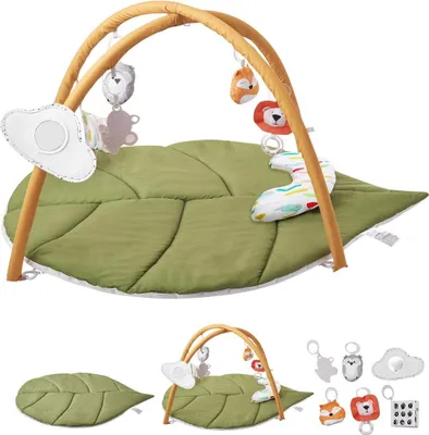 Produktbild von Baby-Spielmatte für Bauchzeit mit 6 sensorischen Spielzeugen, 109 cm x 85 cm