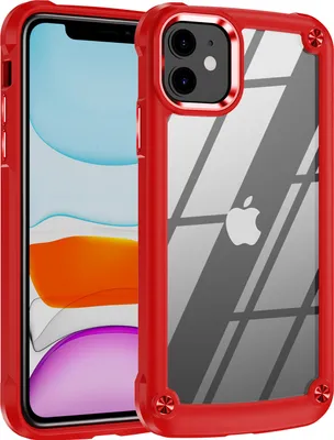 Produktbild von iPhone 11 Hülle, Hybrid Transparente PC Robust TPU Bumper Stoßfest Schutzhülle für iPhone 11 Rot