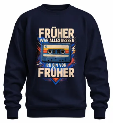 Immagine prodotto di "Prima era tutto meglio." Felpa con scritta "Statement", stile sarcastico, colore blu navy, taglia 3XL