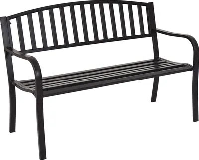 Produktbild von GOPLUS 2-Sitzer Bank, Gartenbank Stahl, Ruhebank mit Rücklehne und Armlehne stabil, für Balkon, Garten, Terrasse, bis 280 kg, 127 x60 x 82 cm, schwarz