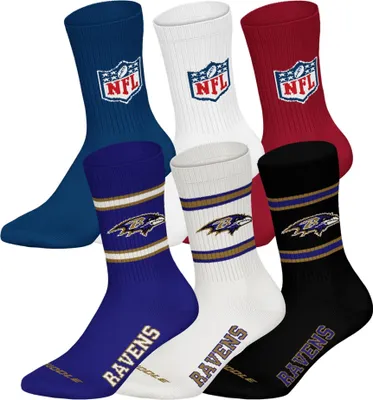 Produktbild von NFL Uni Socken, 6er Pack - NFL Teams, 6Pack Crew Socks, Football, Logo, Baumwollmischung Baltimore Ravens/Mix 39-42
