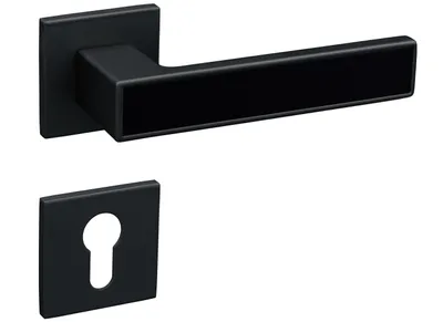 Produktbild von Türgriffe Schwarz Matt Set Profilzylinder Türklinken für Innentüren Drückergarnitur für Zimmertür mit eckiger Rosettengarnitur aus Aluminium Gavroche