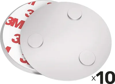 A set of 10 magnetic mounting discs for smoke detectors, with the 3M brand logo visible on the adhesive backing.
