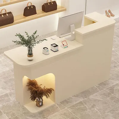 Produktbild von Rezeption Theke Bar Empfangstheke empfangstisch Counter Kassentisch Beige 110cm R