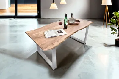 Produktbild von Esstisch Baumkante massiv Akazie natur 300 x 100 silber MUNDRA