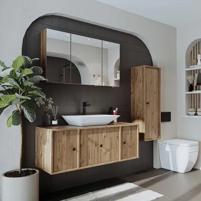 Produktbild von Roomart GUSTO-II-120 Badmöbel-Set 4-teilig 120 cm breit, Eiche