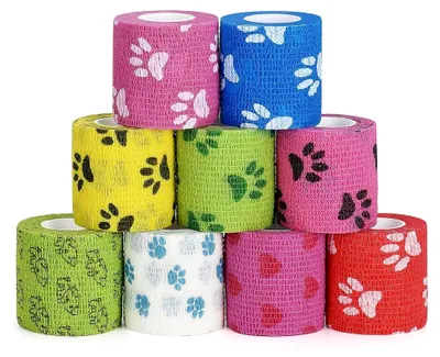 Produktbild von 9 Rollen Selbsthaftende Bandage für Haustiere - Elastische Kohäsive Haftbandage