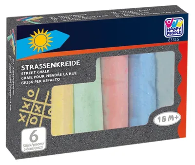 Produktbild von Bunte Straßenkreide Set für Kinder, 6 Stück, zum Malen auf Gehwegen, mit Wasser abwaschbar