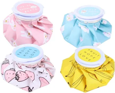 Productafbeelding van Ijszakken voor warm water, 4 stuks warme en koude ijszakken, koelpads, klein, 15 cm, koelzak met schroefdeksel voor hoofd, rug, hals, schouders