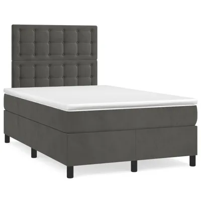 Immagine prodotto di vidaXL Letto a molle con materasso grigio scuro 120x190 cm in velluto