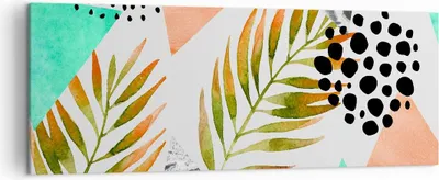 Produktbild von Bild auf Leinwand - Leinwandbild - Komposition muster palme blatt - 140x50cm - Wand Bild - Wanddeko - Leinwanddruck - Bilder - Kunstdruck - Wanddekoration - Leinwand bilder - Wandkunst - AB140x50-2897