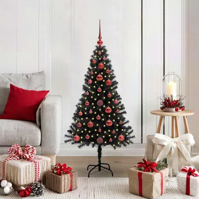 Zdjęcie produktu dla Maison Exclusive – choinka bożonarodzeniowa z 150 diodami LED i stojakiem, czarna, 120 cm, PVC
