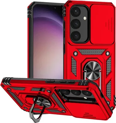 Produktbild von Samsung Galaxy S24 Hülle - Coverup Armor Ring Ständer Back Cover mit Kamera Schutz - Rot