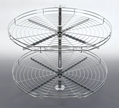 Image de Carrousel à casseroles, plateau 4/4, complément pour armoires d'angle, métal chromé (D12R/90)