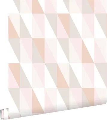 Immagine prodotto di ESTAhome carta da parati triangoli grafici rosa tenue, arancia caldo e beige 53 cm x 10.05 m