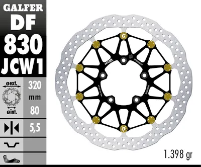 Produktbild von Bremsscheibe Set Galfer 2x DF830JCW1G03 WAVE® FLOATECH RACING schwimmend vorne 320x5,5mm für MV Agusta Brutale Dragster F3 Turismo Veloce Lusso Rivale Bj. 2011 - 2025