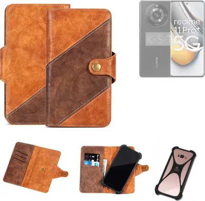Produktbild von K-S-Trade Handyhülle Schutzhülle Bookstyle Case Wallet-Case kompatibel mit Realme 11 Pro+ Cover Klapphülle Kantenschutz Smartphone dunkelbraun