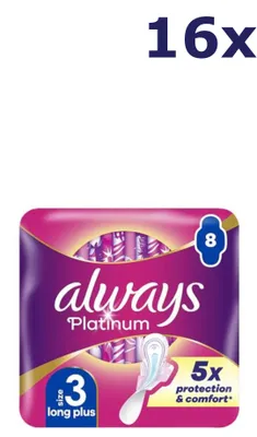 Produktbild von 16 Damenbinden, Platinum Night, 8 Stück, lange Ausführung, extra stark