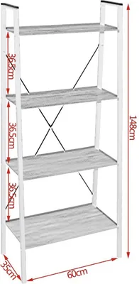 Produktbild von Bolt Edge Buchregal – Industrielles Design – Dunkelbraun – 4 Ebenen – Offenes Regal – Wohnzimmer, Büro und Arbeitszimmer – 60×35×148cm