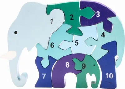 Produktbild von Holzpuzzle Elefant mit Zahlen von 1 bis 10- 3941