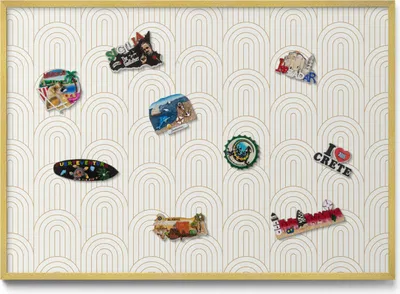 Produktbild von Magnetische Tafel 100x70 cm – Goldener Rahmen – Lineare Regelmäßige Bögen – Magnetwand, Magnetboard, Memoboard, Kinderzimmer & Büro