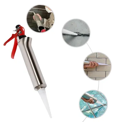 Produktbild von Mörtelspritze, Edelstahlkonstruktion, 51 cm Länge, 6,2 cm Durchmesser, 1,1 kg Gewicht, einschließlich 3 Düsen