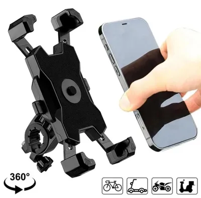 Produktbild von Fahrrad Handyhalter 360° Drehbar Universal Motorrad Halterung Smartphone Halter Stoßfest GPS Clip Lenker
